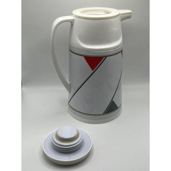 Vintage 1980s Zebra White Carafe Pitcher W/ 4 Cups & Serving Tray Set Taiwan - Picture 9 of 12